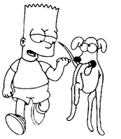 coloriage bart simpson et son chien